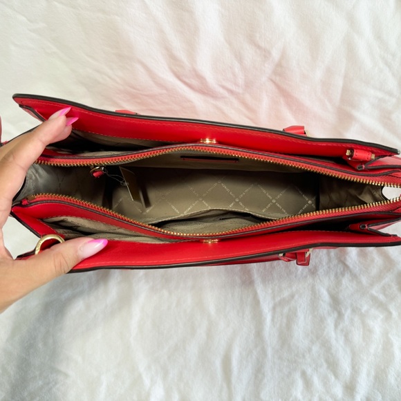 Michael Kors Hope Large Saffiano Leather Satchel | Bright Red - Picture 3 of 8